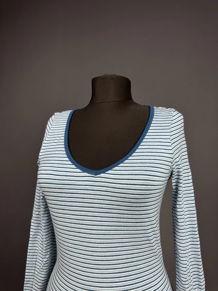 Camiseta Icebreaker Mujer Azul Lana Merino Manga Larga Rayas Exterior Top Talla XS Foto 3 de 4