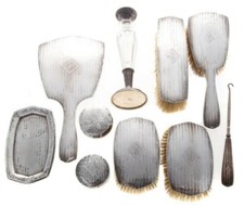 William B Kerr Art Deco Sterling Silver  12 Pc Vanity Set