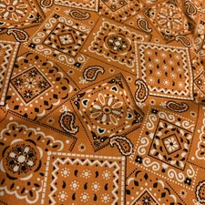 FQ orange bandanna print Cotton Fabric Fat Quarter, 18”x 21”