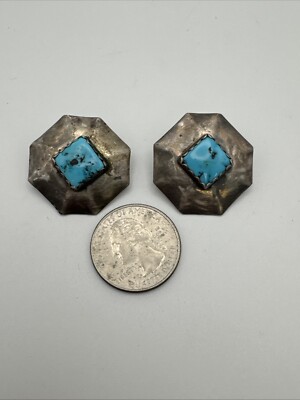 Eugene Belone Navajo Sterling Silver w/ Turquoise Earrings, 10.2g