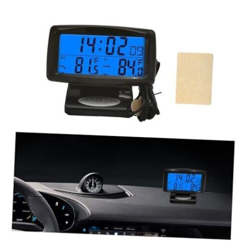 Car Digital Thermometer Clock, Multifunctional Dashboard Clock with Dual