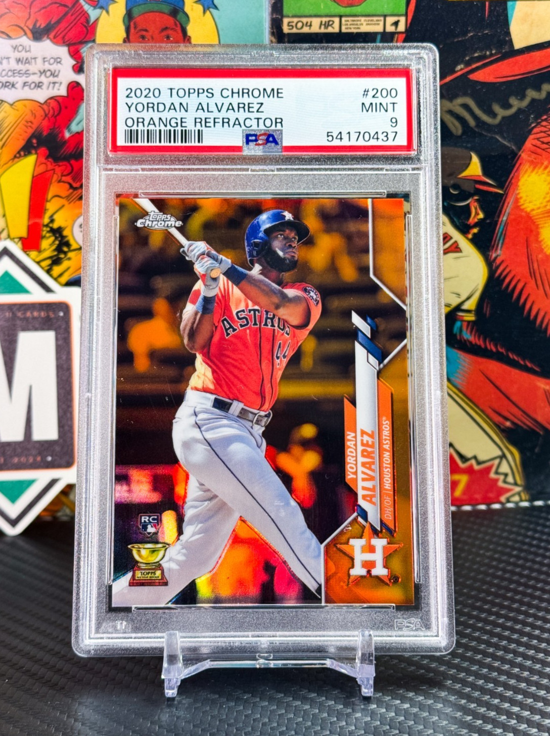 YORDAN ALVAREZ 2020 Topps Chrome #200 True Orange Refractor /25 Rookie RC PSA 9