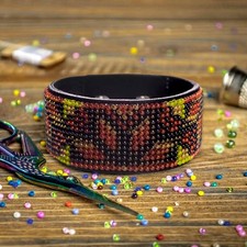 DIY Bead embroidery kit on artificial leather Bracelet