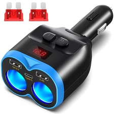 Dual USB Car Cigarette Lighter Socket Splitter Power Adapter Charger Outlet 12V