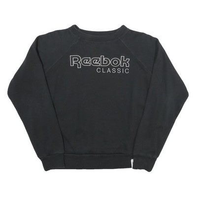 Reebok Damen Sweatshirt Pullover schwarz klassisch Rundhalsausschnitt M Baumwollmischung