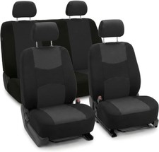 Bright Flat Cloth Automotive Seat Covers Front Set and Rear Full Set Black