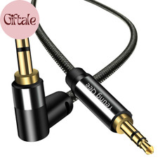 3.5mm Aux Cable 3FT Nylon Braided Stereo Audio Cable Right Angle Jack