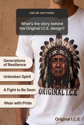 Original I.C.E Men's White Native American Graphic Crew Neck T-Shirt