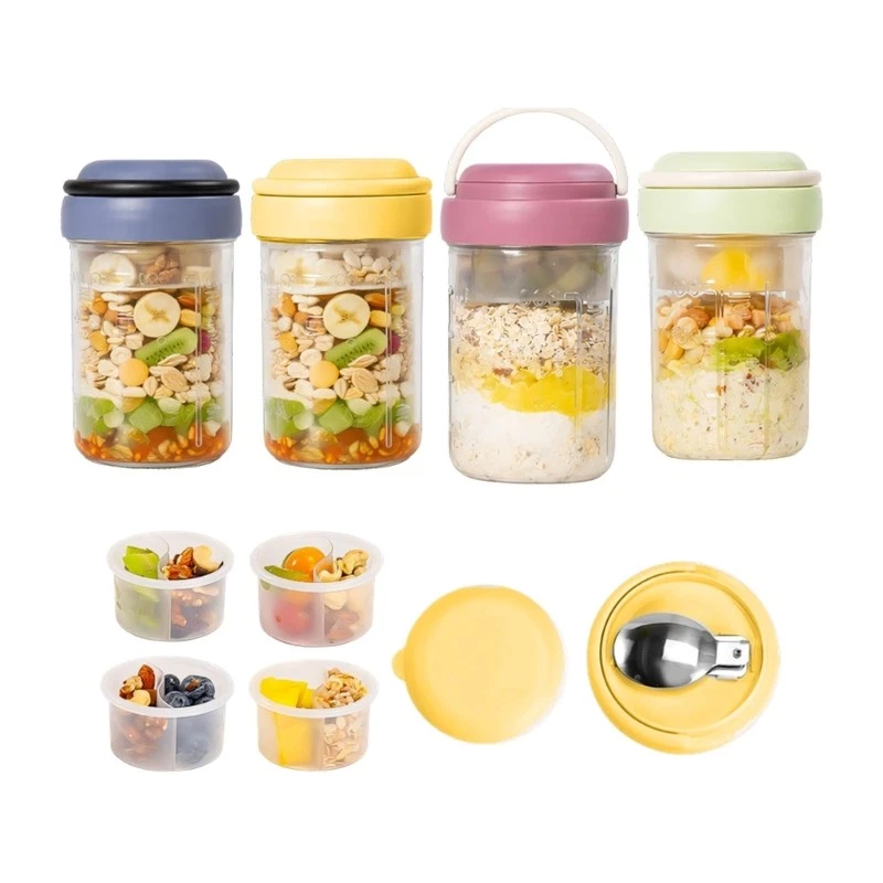 Colorful Meal Preps Jars For Healthy Breakfast Easy To Carry Durable ABS