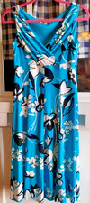 Evan Picone Women's Classic Teal Multicolor Floral Sleeveless Midi Dress Size 4
