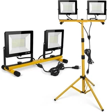 LED Work Lights with Stand, 21000 Lumen, 2-Head Adjustable Work Light, Waterproo