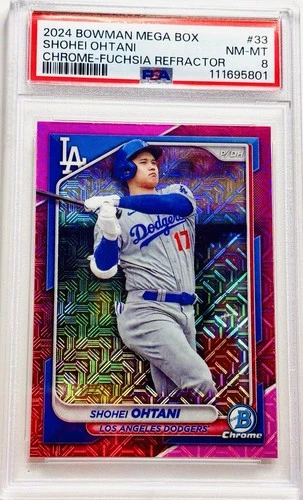 2024 Bowman Chrome Shohei Ohtani #33 Fuchsia Refractor /299 - PSA 8