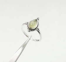 925 Solid Sterling Silver Green Prehnite Ring