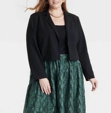 Women s Ava Viv Black Cropped Blazer Size 1X