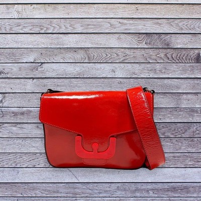 Coccinelle Shoulder Bag Purse Patent Leather in Red USED Mint Condition