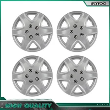 Silver 15 Inch Set of 4 Snap On Full Hub Caps Wheel Covers Fit R15 Tire & Rim