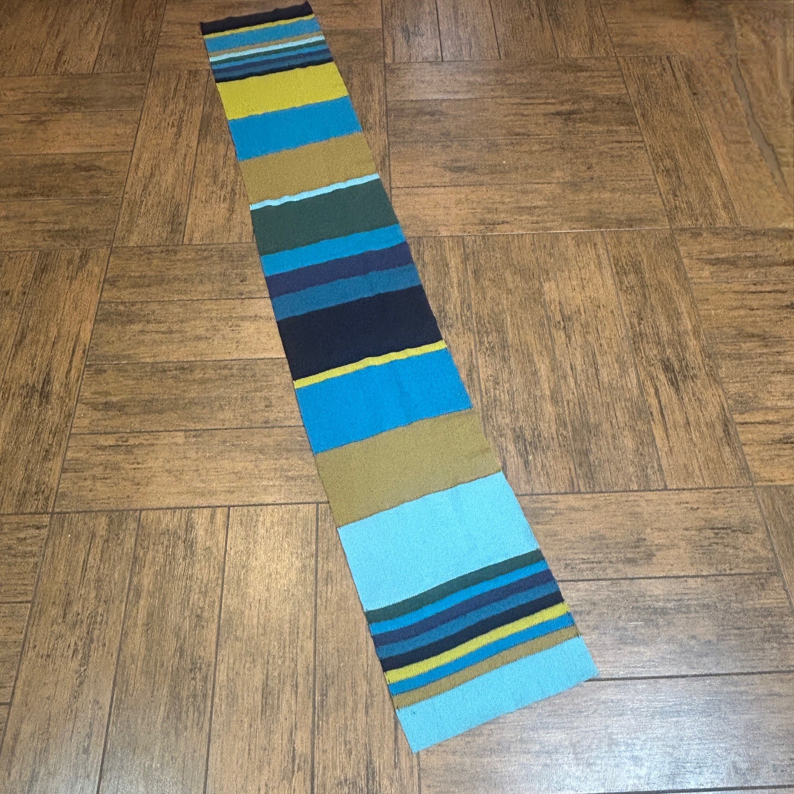 Colorblock Blues Green Wool Rectangular Scarf Vin… - image 7