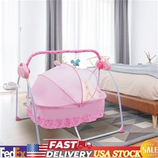 Foldable Electric Bluetooth Baby Swing Cradle Bassinet Rocking Crib Infant Bed