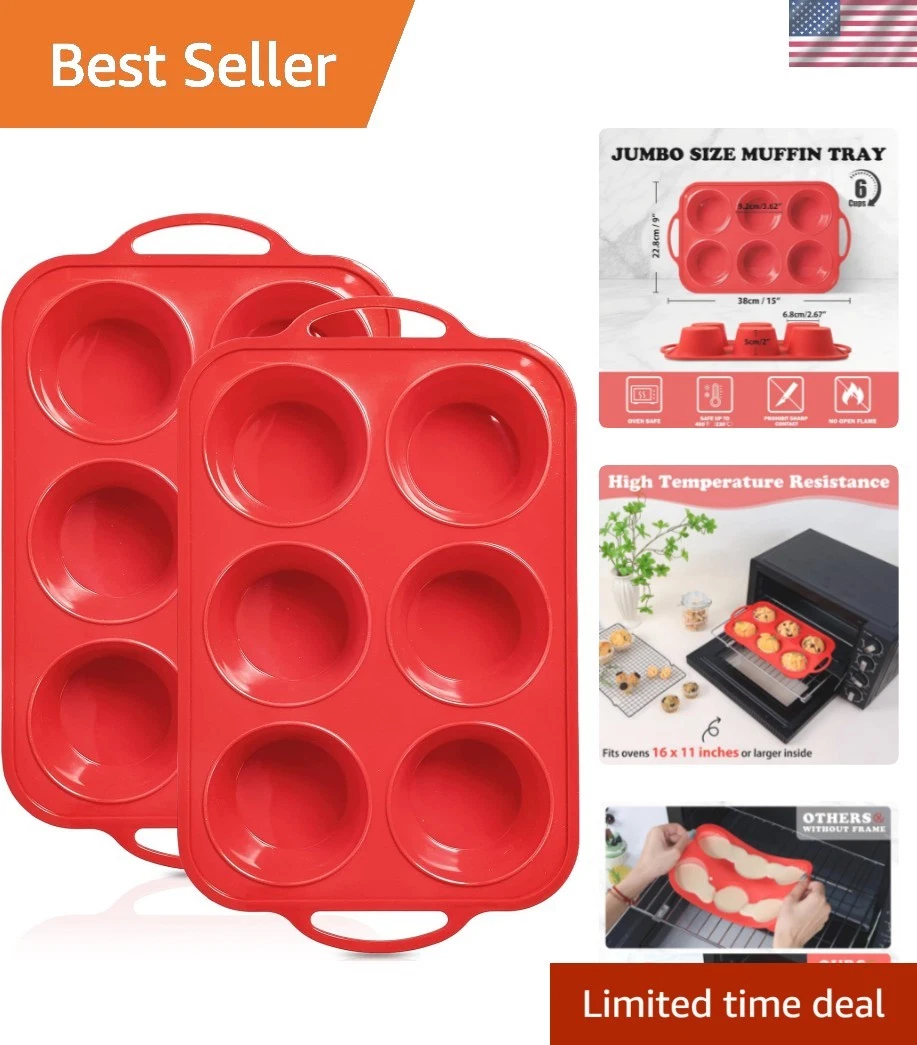 Large 2 Pack Silicone Muffin Tray with Metal Frame | Perfect for Egg Bites
