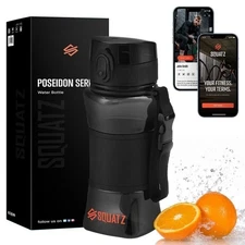 SQUATZ 500ml Sport Water Bottle With Strainer Shaker Ball BPA-Free - Black