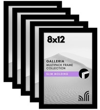 Americanflat 8x12 Picture Frame with Polished Plexiglass - Set of 5 Black 