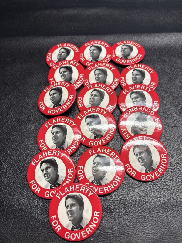 1978 Flaherty campaign pin; 16 Democratic candidate for Pennsylvania governor