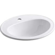 K-2196-1-0 Pennington 20-1/4 Oval Drop-In Bathroom Sink Bowl, White