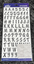 STICKO THEMED SCRAPBOOK STICKERS BLACK BRUSH SMALL ALPHA ABCs 161 LETTERS