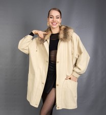 16993 GLAMOROUS COAT WITH REAL FOX LUXURY FUR JACKET PELZ BEAUTIFUL LOOK SIZE XL
