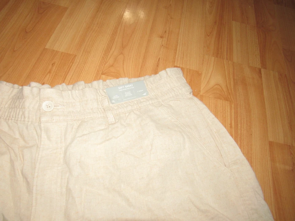 Nuevo con etiquetas Nuevo HOLLISTER Para Mujer XXL Pantalones Cortos Suaves Bronceado Mezcla de Lino Tiro Ultra Alto 3" Ins Foto 3 de 4