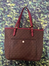 Borsa Michael Kors marrone con logo e bordo bordeaux