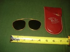 Vintage Ray-Ban Bausch  Lomb Clip-On Sunglasses Green Lens w/ Leather Case,50s