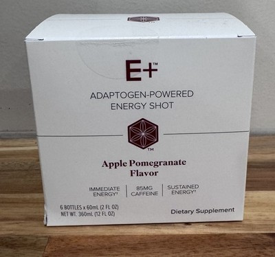 Isagenix Adaptogen Energy Shots E+ 6 Bottles  Apple Pomegranate 85mg Caffeine