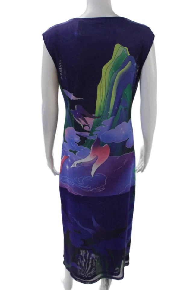 Vestido midi Find Me Now para mujer de malla sin mangas gráfico púrpura talla múltiple M Foto 3 de 4