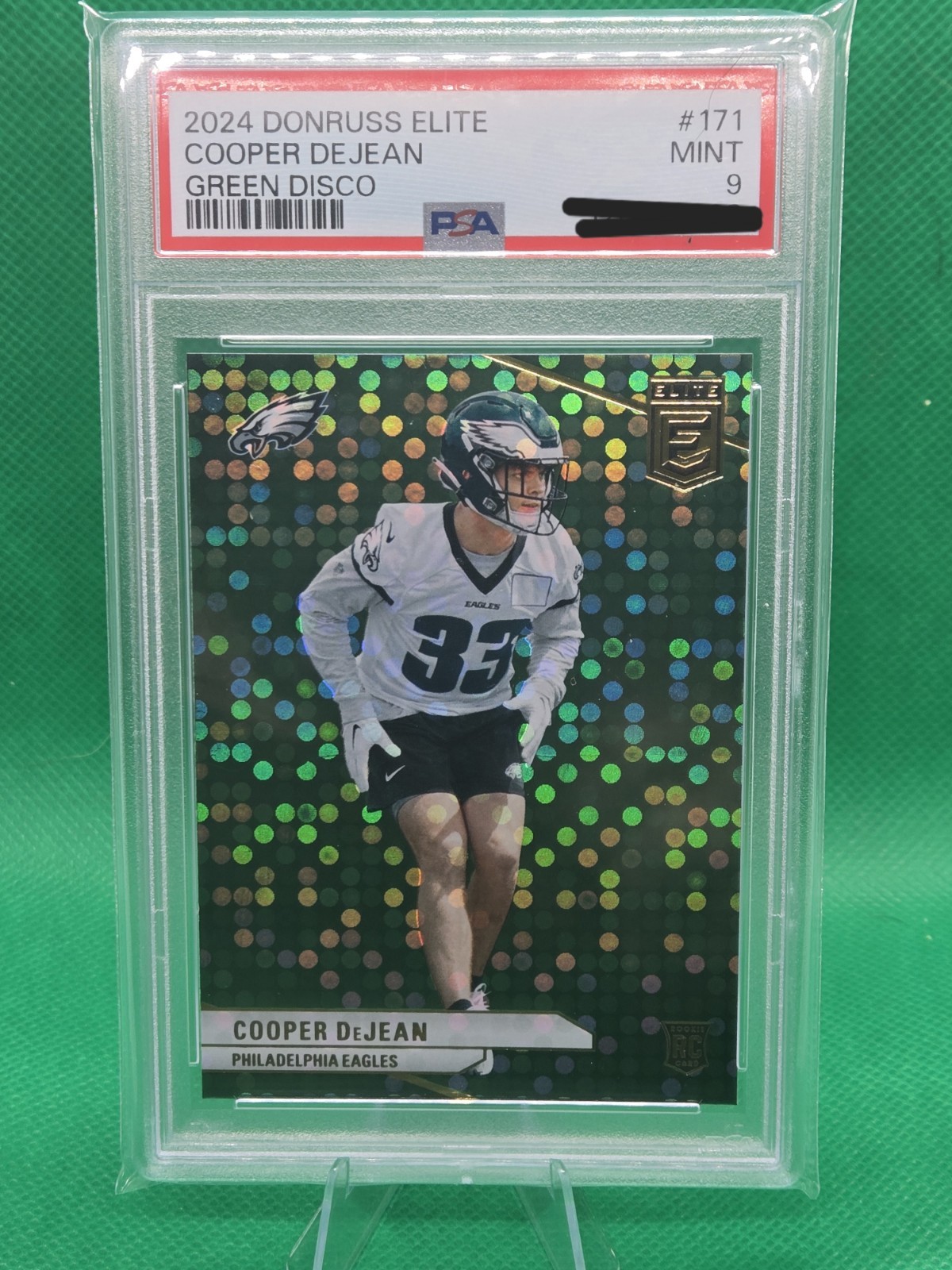 2024 Panini Donruss Elite - Rookies Cooper DeJean #171 Green Disco (RC) PSA 9