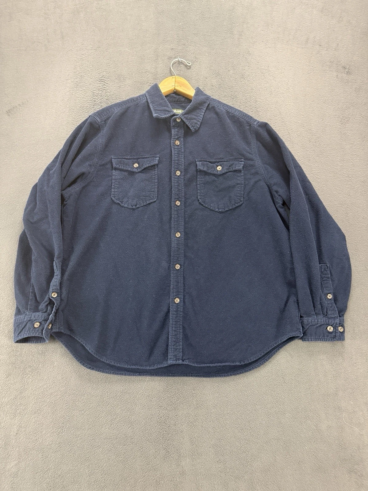 Eddie Bauer Flannel Shirt Jacket Shacket Blue Button Front Men’s XL