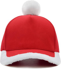 Santa Baseball Cap, Adjustable Christmas Hats for Adults, Structured Xmas Ball C