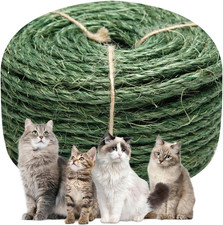 1/4" x 49Ft Green Sisal Rope DIY Hemp Rope for Cat Scratching Post Replacement