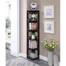 Convenience Concepts Omega Five-Tier Corner Bookcase in Espresso Wood Finish