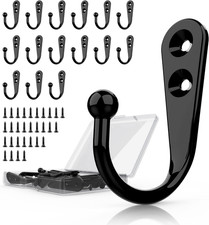 15-Pack Black Wall Mount Hooks for Hanging Coats Towels