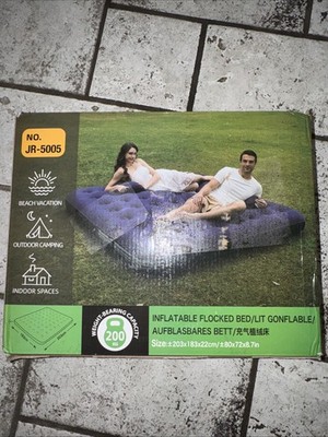 Inflatable NEW Queen Size Flocked Mattress Air Bed & External Rechargeable Pump