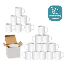 11oz Blank AAA Sublimation Mugs – Glossy White Ceramic – 6/12/18/36 + Gift Boxes