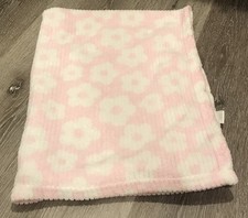 Mary Jane And Buster Soft Baby Blanket Lovey Pink With White Flowers