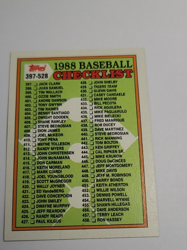 1988 Topps Checklist: 397-528 #528b