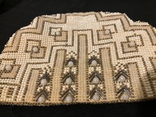 Vintage Clutch Purse with Seed Beads Faux Pearls Geometric Design Czechoslovkia
