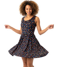 AVOCADO Dress Size 6 Black Fit & Flare Colourful Polka Dot Twist Back Work Party