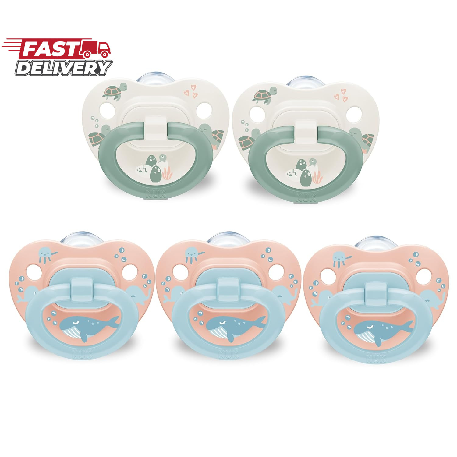 NUK First Choice Classic Baby Pacifier, 18-36 Months Toddler Pacifier, Blue & Or