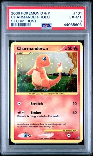 2008 POKEMON DIAMOND & PEARL STORMFRONT #101 CHARMANDER-HOLO PSA 6