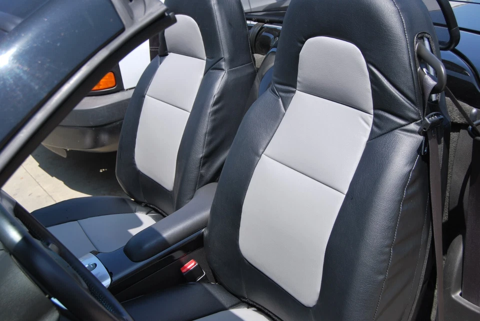 PAR DE 2 FUNDAS DE ASIENTO DELANTERAS CHEVY SSR 2003-2006 TIPO CUERO HECHO EN EE. UU. Foto 4 de 4