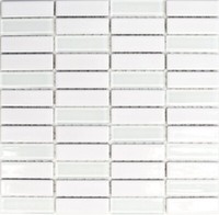 StäBchen Mosaik Fliese Keramik Glas Weiß Mint GläNzend Glas Fliesenspiegel Mo ..